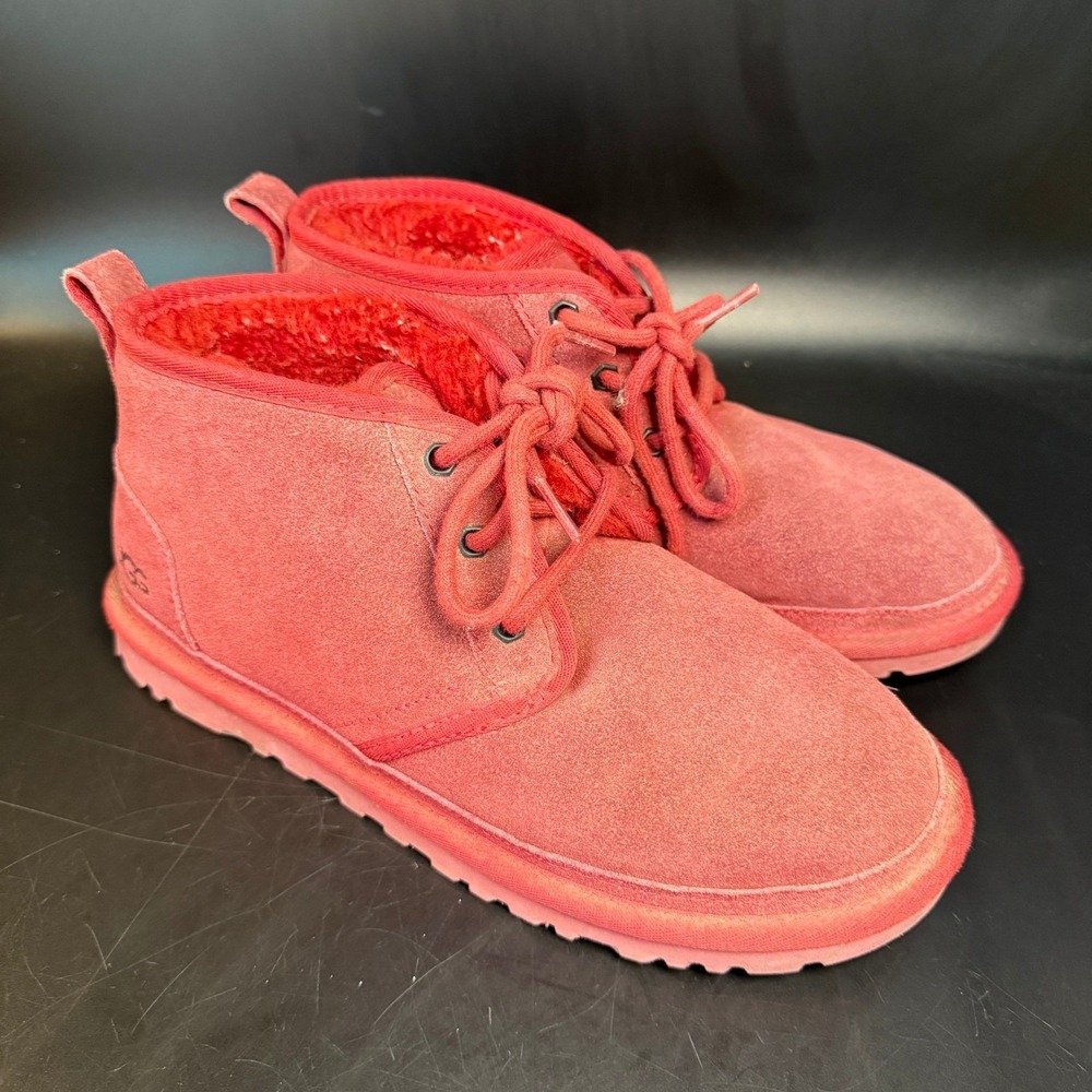 UGG Neumel Red‎ Suede Shearling Lined Chukka Boots Womens 8